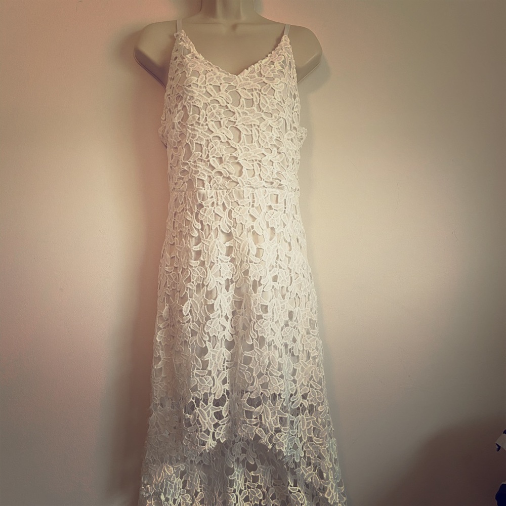 White Lace high low dress